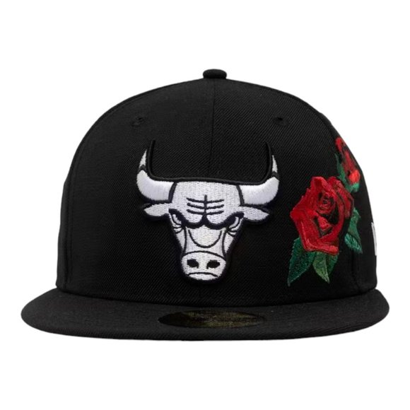 New Era Chicago Bulls Core Rose 59FIFTY Fitted Hat Cap Black - Picture 2 of 7